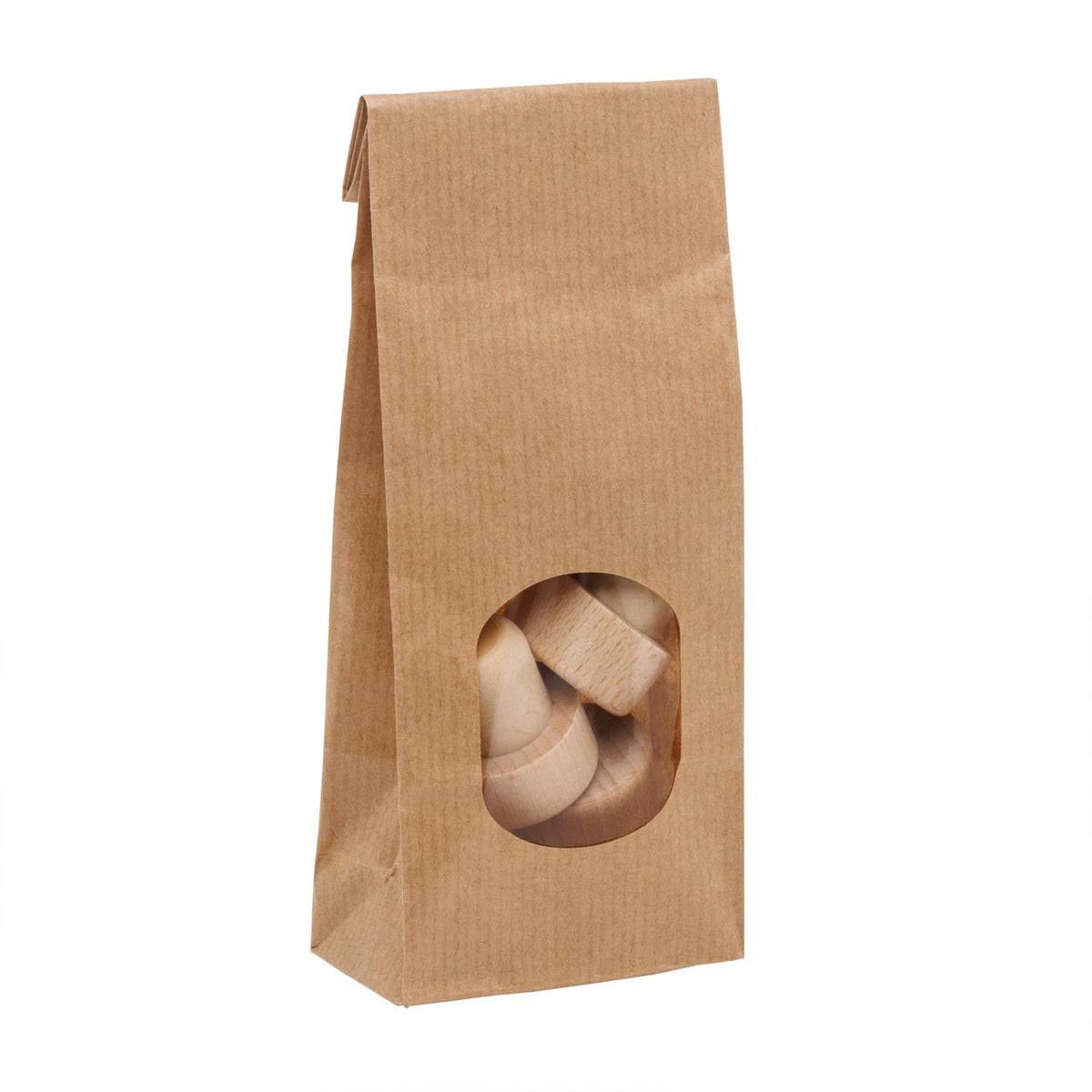 Papiertüte mit Holzgriffkorken 19 mm ohne Ausgießer.