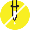 Ein Gelbes Icon mit einer durchgestrichenen Spritze, was das verwenden keiner Zusatzstoffe symbolisieren soll.