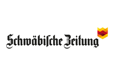 Das Logo der Schwäbischen Zeitung in grau, rot, gelber Farbe.