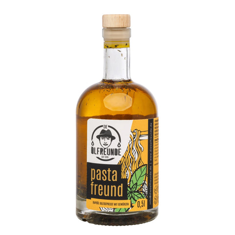 Flasche Pastafreund 500 ml – kaltgepresstes Rapsöl mit Pasta-Gewürz von Die Ölfreunde